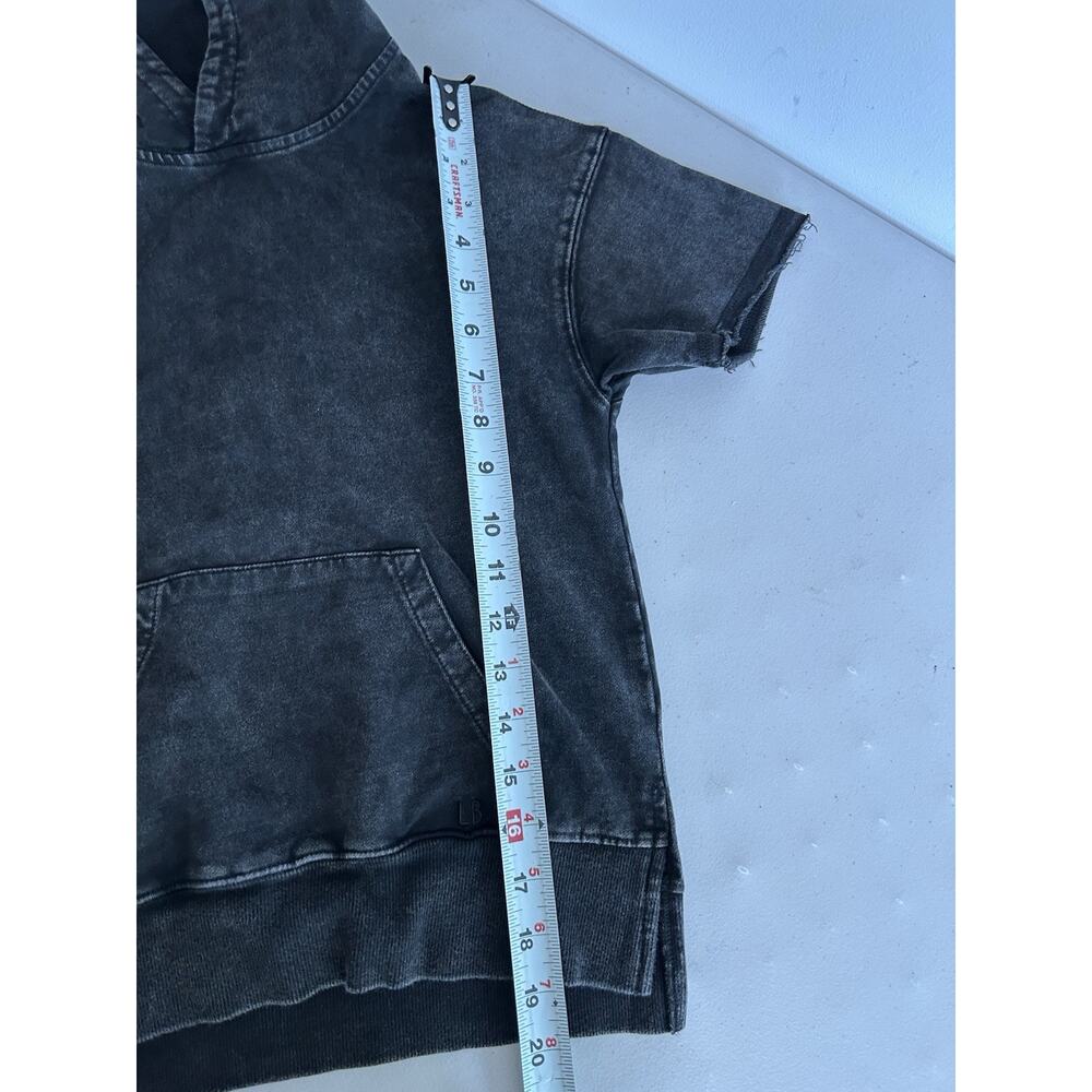 Little Bipsy Boys Hoodie Terry Black Acid wash Short Sleeve Pullover Sweatshirt - Picture 5 of 6